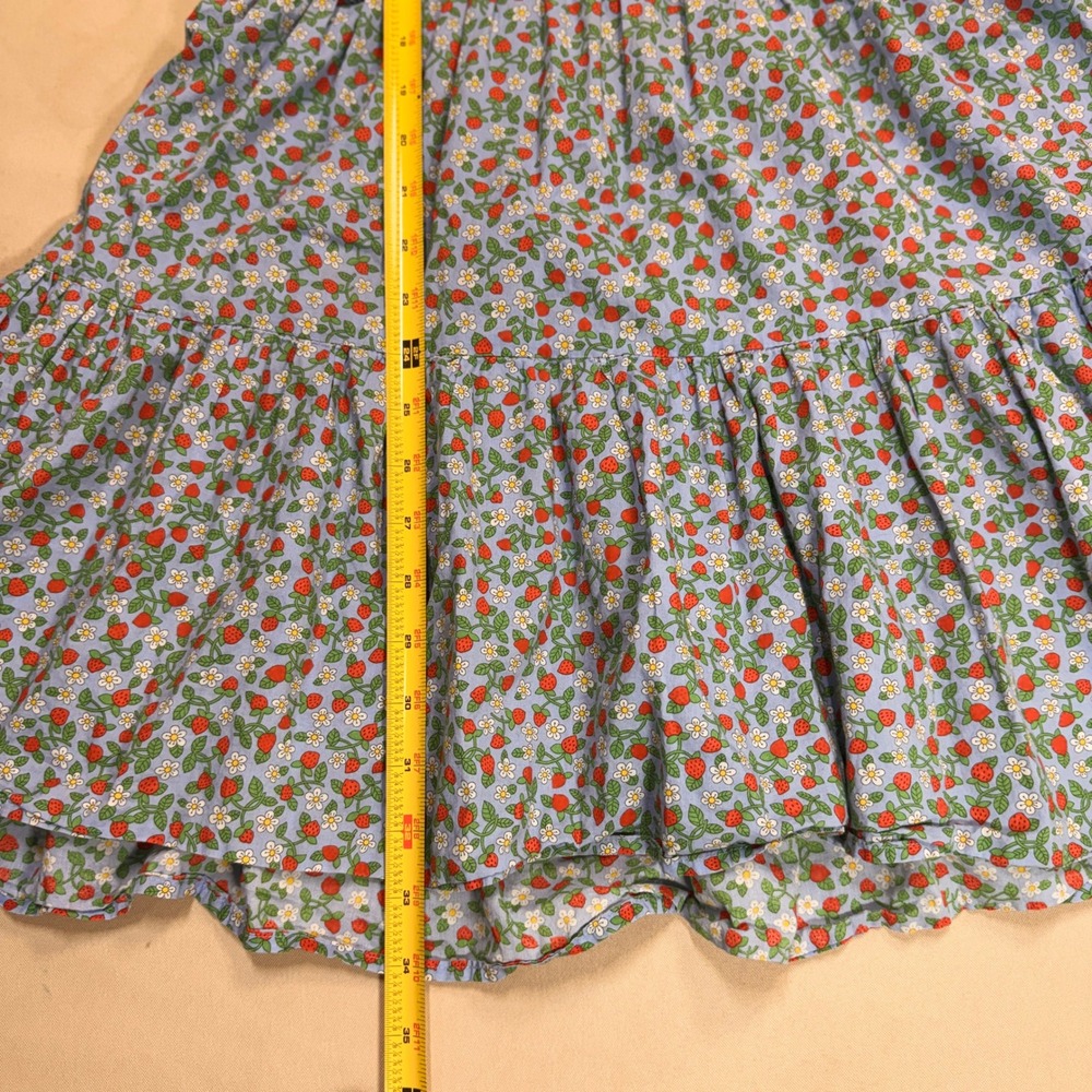 Sea New York Lilly Smocked Mini Dress Blue Strawberry Floral Puff Sleeve Large - Picture 4 of 12
